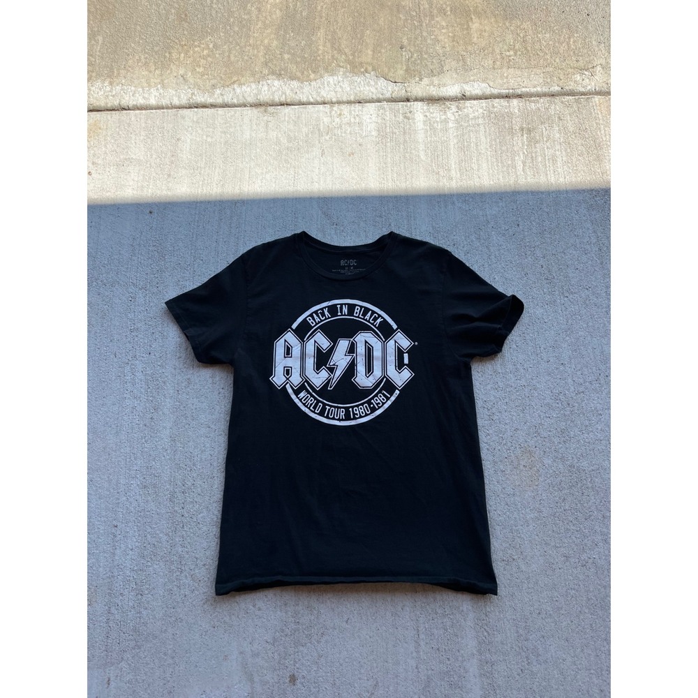 AC/DC Back In Black World Tour 1980-1981 Graphic T-Shirt Black Medium RN86947